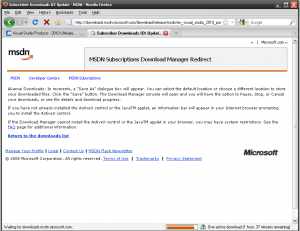 MSDN Downloads Java Applet landing page